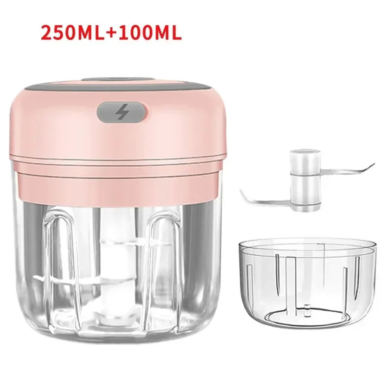 250/100ML Garlic Mincer USB Charging Powerful Mini Electric Garlic Chopper Portable Garlic Crusher Kitchen Food Chopper Unisex