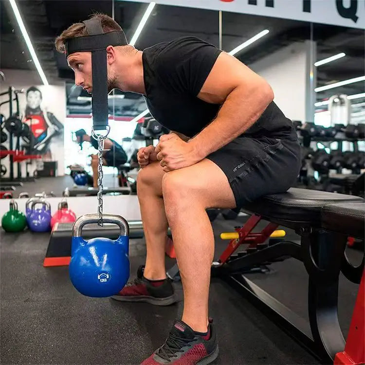 Head Neck Training Harness Adjustable Nylon Strap Weight Bearing Chain Strength Training Gym Fitness Weight Lifting Boxing MMA