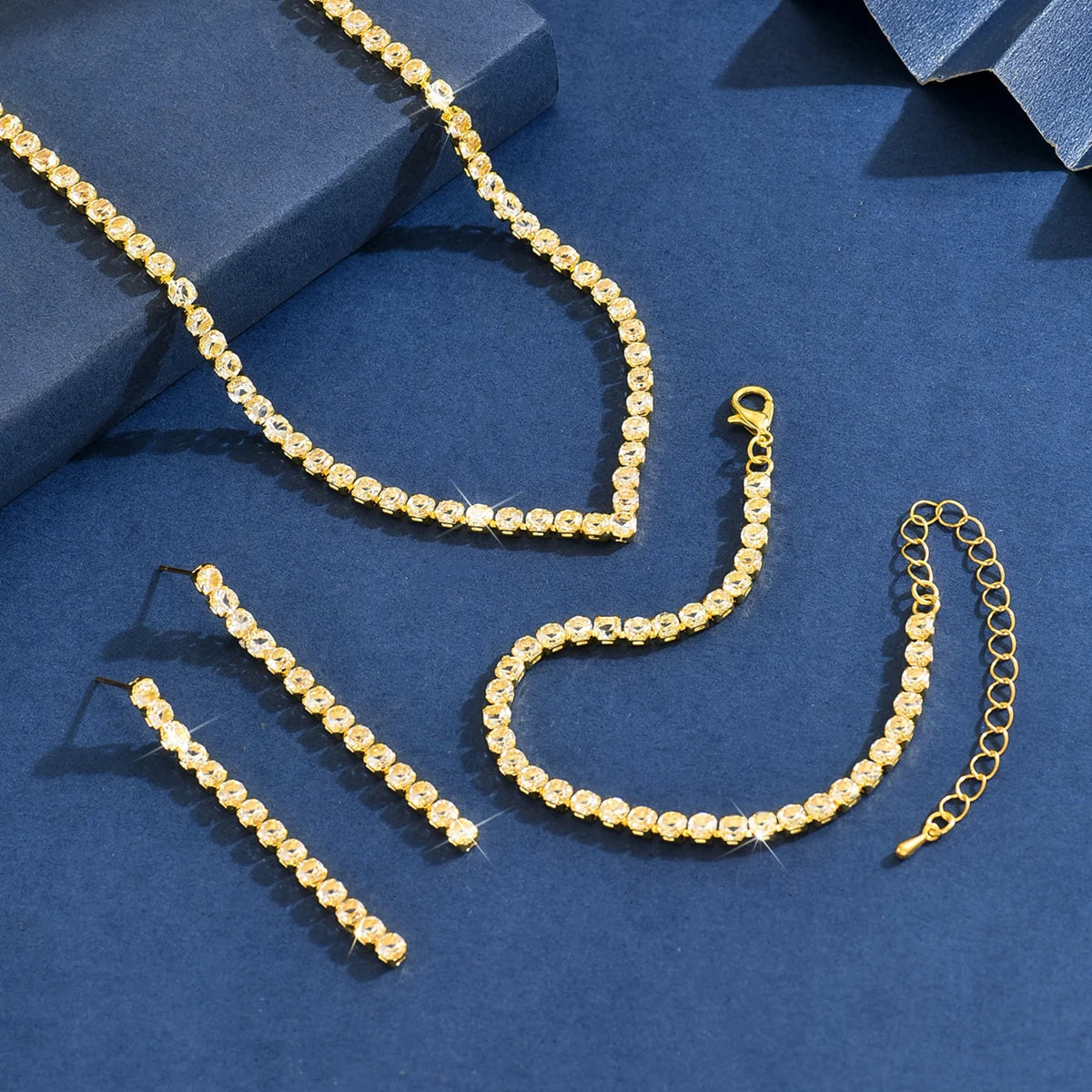 Women's Jewelry Set zircon Copper Alloy Chain Necklace Earrings Bracelet Casual Accessories for Weddings Parties Holidays