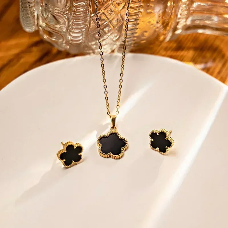 Vintage Irregular CCB Imitation Pearl Splicing Water Drop Pendant Tassel Necklace Bracelet Set Women's Fashion Charm Jewelry Set