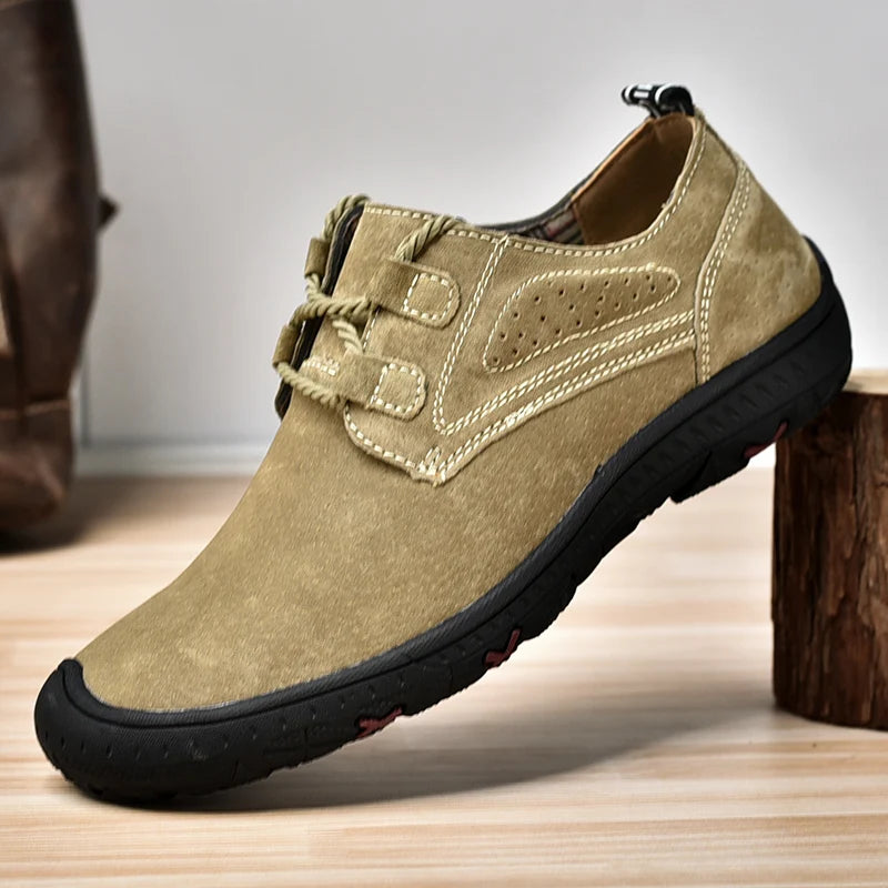 Handmade Leather Casual Men's Shoes New Arrival Design Sneakers Man Breathable Business Footwear Lace-Up Male Walking Shoes