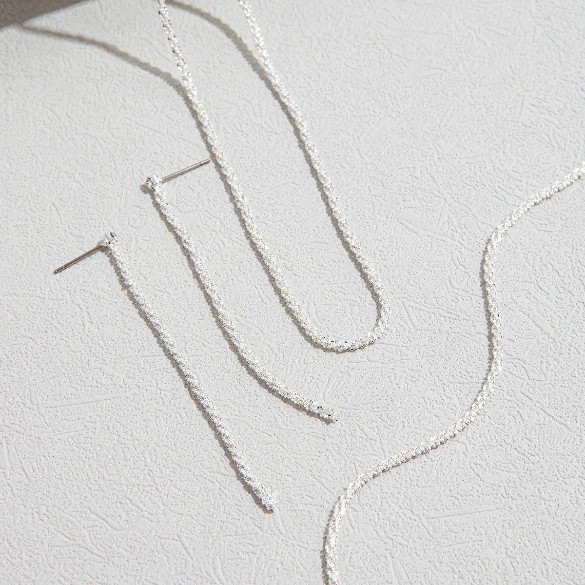 Set of Shiny Silver Plated Collarbone Chain Necklace Bracelet Jewelry, Women's Minimalist Starry Sky Accessories