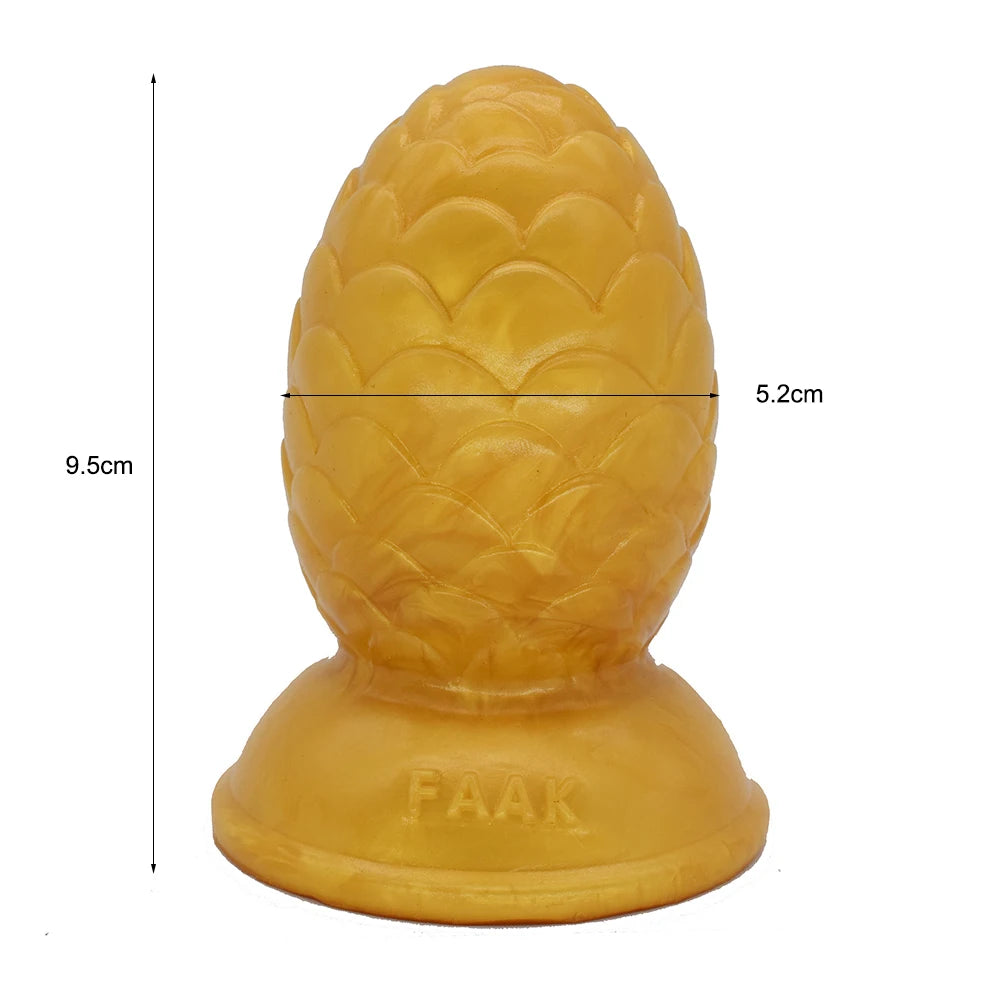 FAAK Gold Large Long Anal Plug With Suction Cup Fantasy Animal Dildos Butt Plug Sex Toys For Women Men Masturbator