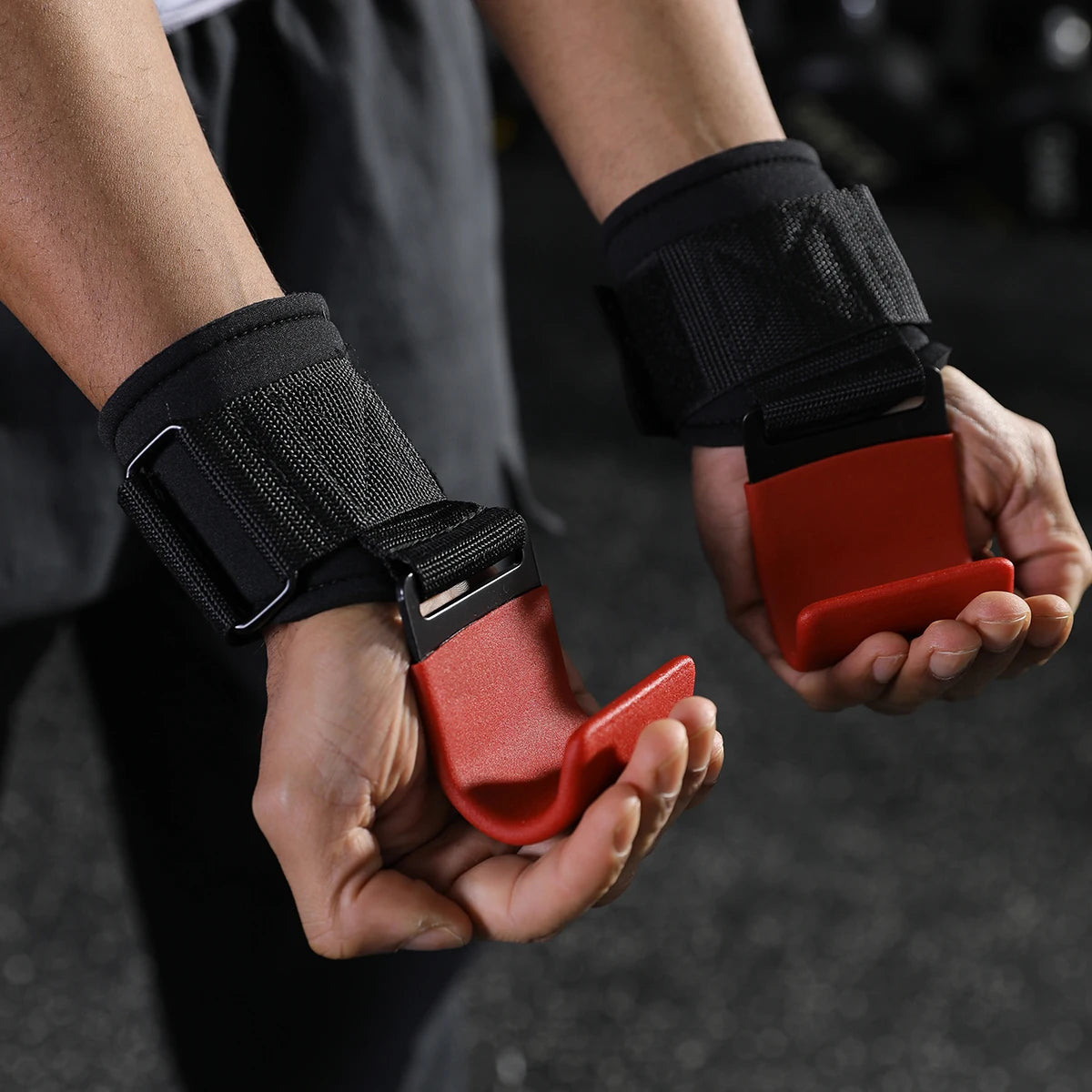 VBOSi Heavy Duty Weightlifting Hooks Wrist Strap Grips Neoprene Padded Steel for Deadlifts Pull-ups Gym Training