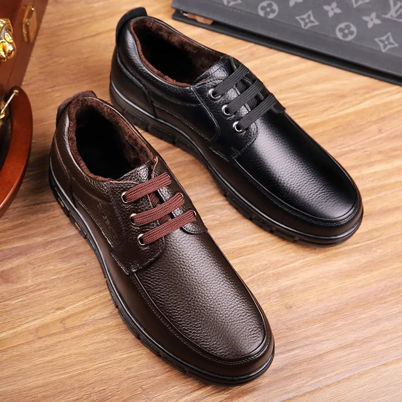 Hot Sale Men Genuine Leather Casual Shoes Soft Sole Walking Shoes Luxury Brand Middle-aged Old Man Dad Lightweight Loafers Shoes