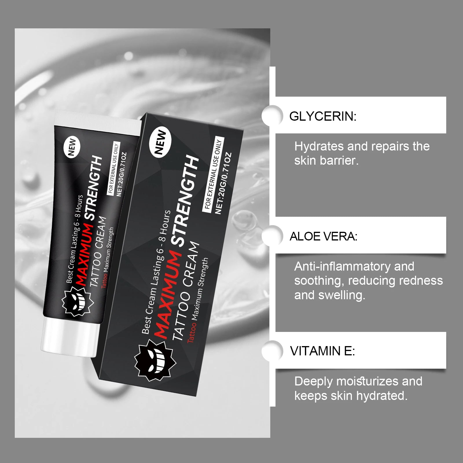 Tattoo care gel gentle formula cleans, comfortable, moisturizes and cares for the skin tattoo color care gel