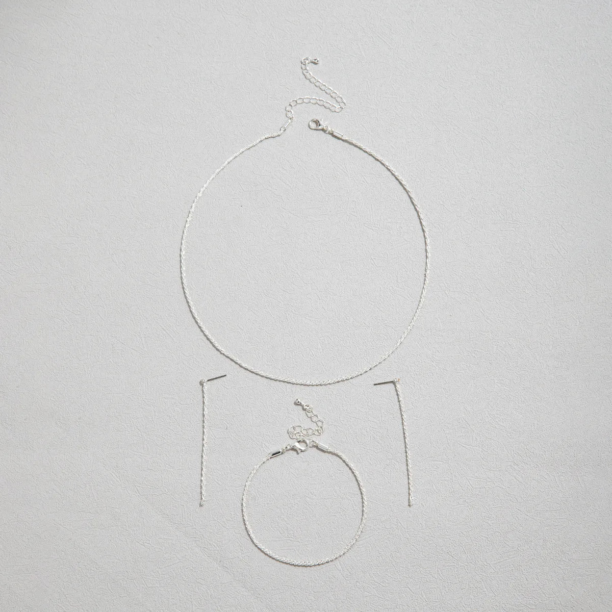 Set of Shiny Silver Plated Collarbone Chain Necklace Bracelet Jewelry, Women's Minimalist Starry Sky Accessories