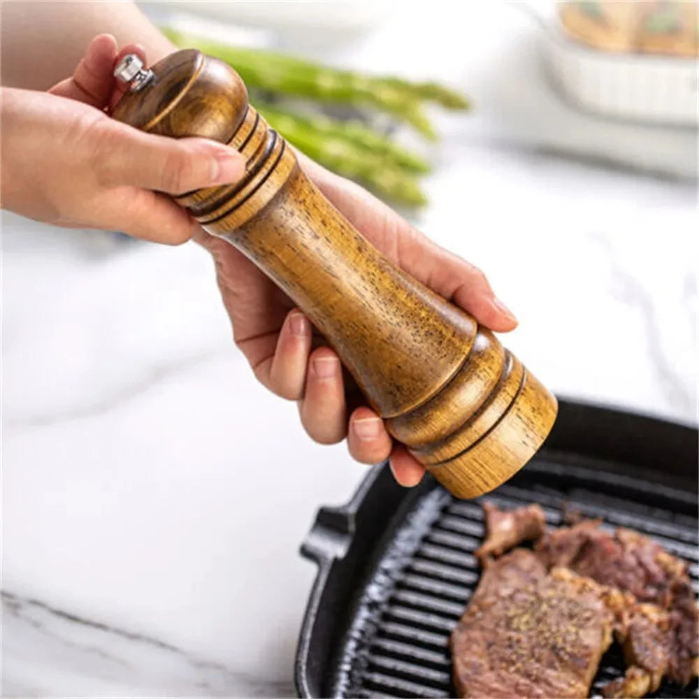 5/8/10inch Wooden Salt Pepper Grinder Mill Shaker Rotor Kitchen Tool Spices Seasoning Gadget Accessory Cooking Essential Items