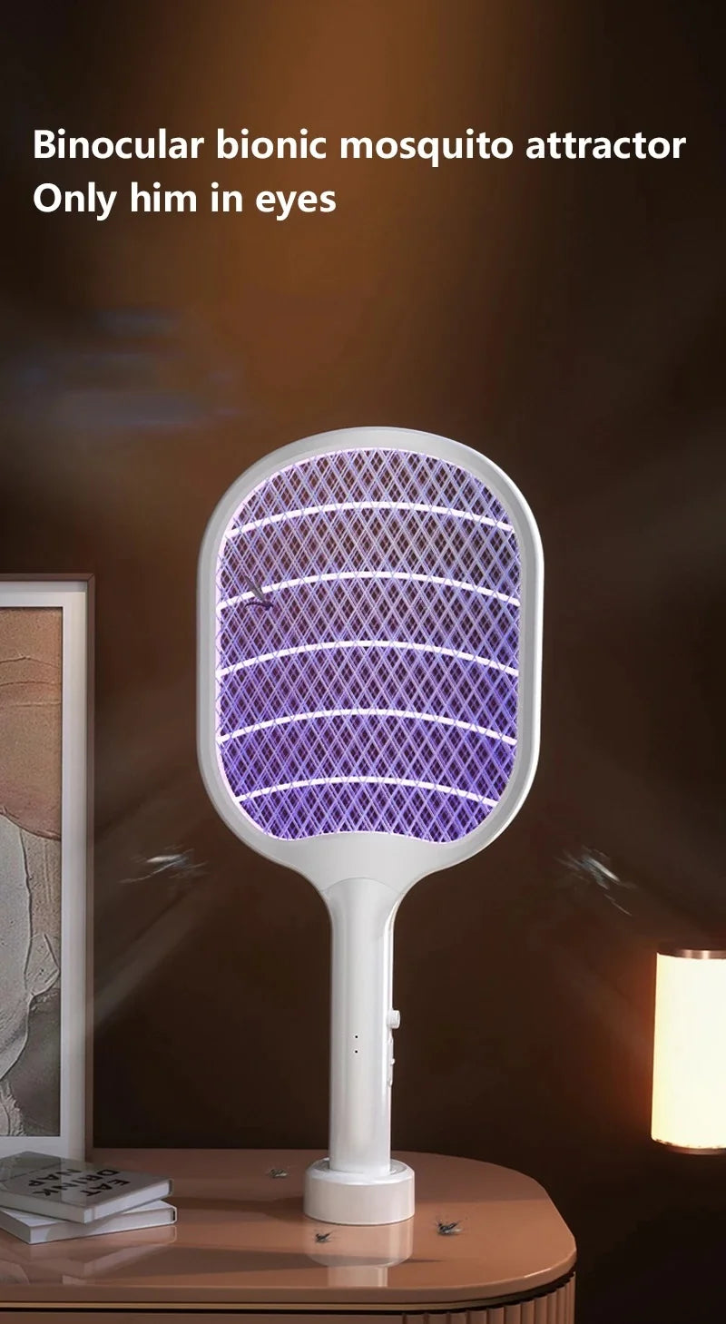 2 In 1 Electric Foldable Mosquito Swatter Killer Lamp Rechargeable Anti Mosquitoes House Lamp Wall-Mounted Fly Bug Trap Home