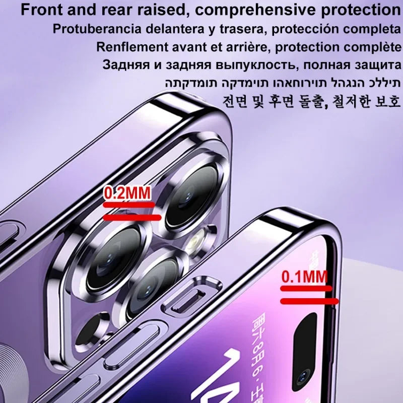 Luxury Plating For Magsafe Magnetic Case For iPhone 17 16 15 14 13 12 11 Pro Max Plus Wireless Charge Cover With Lens Protector