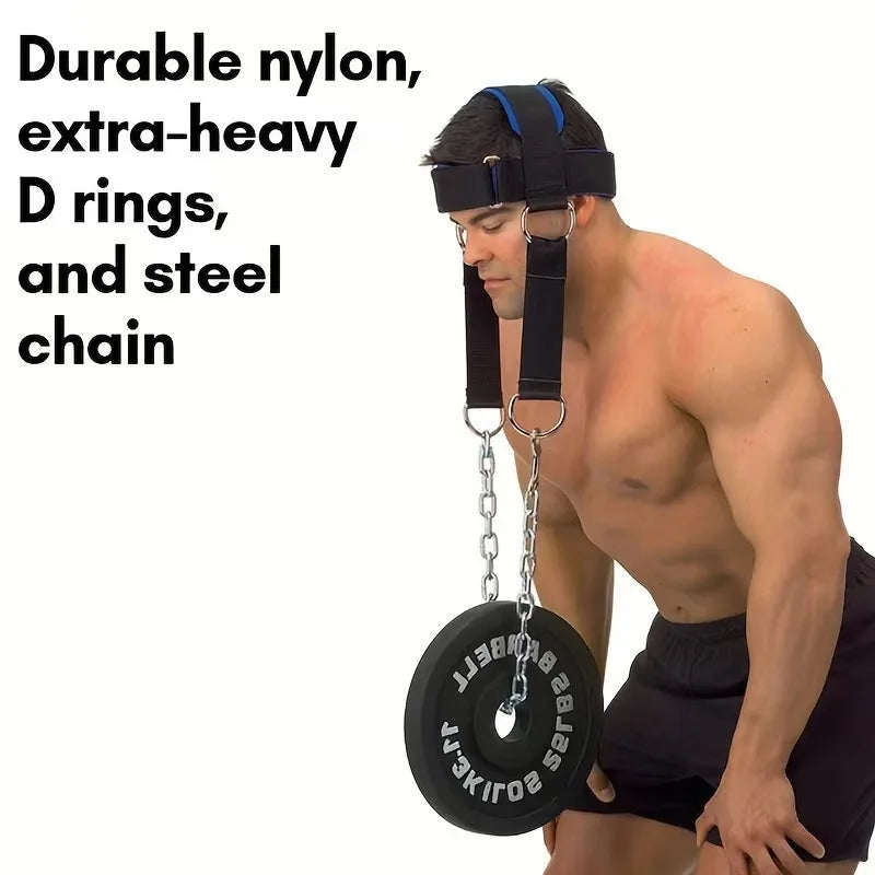 Head Neck Training Harness Adjustable Nylon Strap Weight Bearing Chain Strength Training Gym Fitness Weight Lifting Boxing MMA