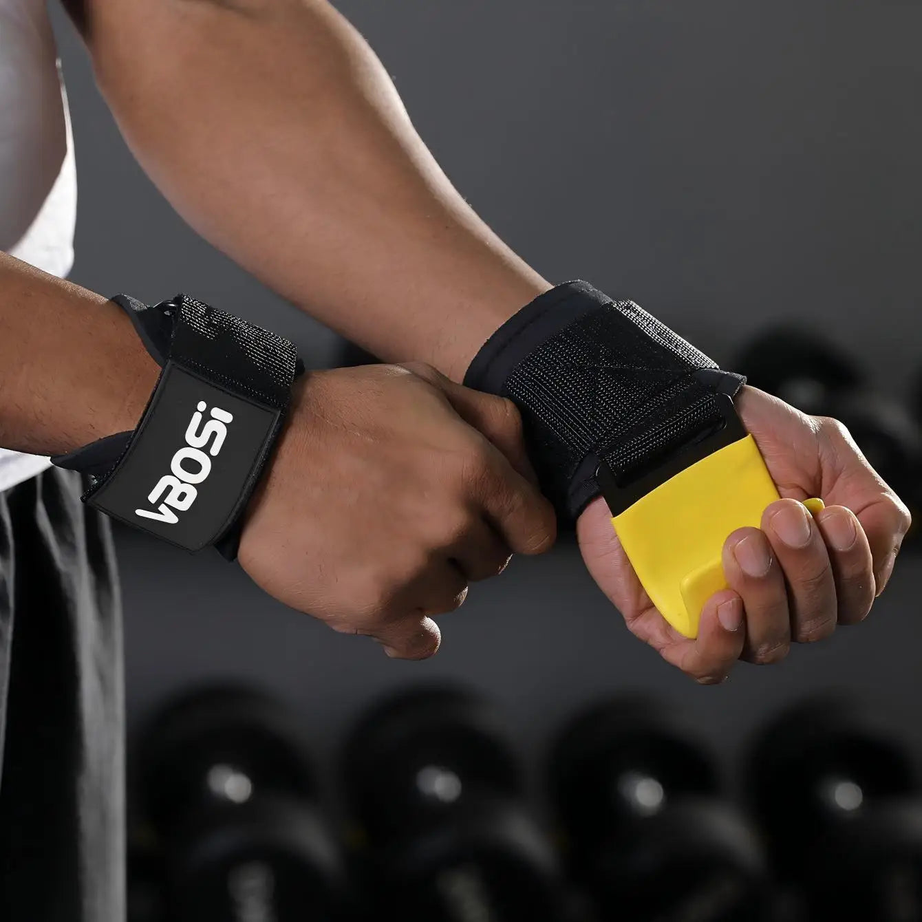 VBOSi Heavy Duty Weightlifting Hooks Wrist Strap Grips Neoprene Padded Steel for Deadlifts Pull-ups Gym Training