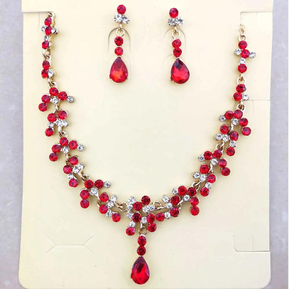Luxurious Wedding Jewelry Sets for Bridal Bridesmaid Jewelery Drop Earring Necklace Austria Crystal Wholesale Gift