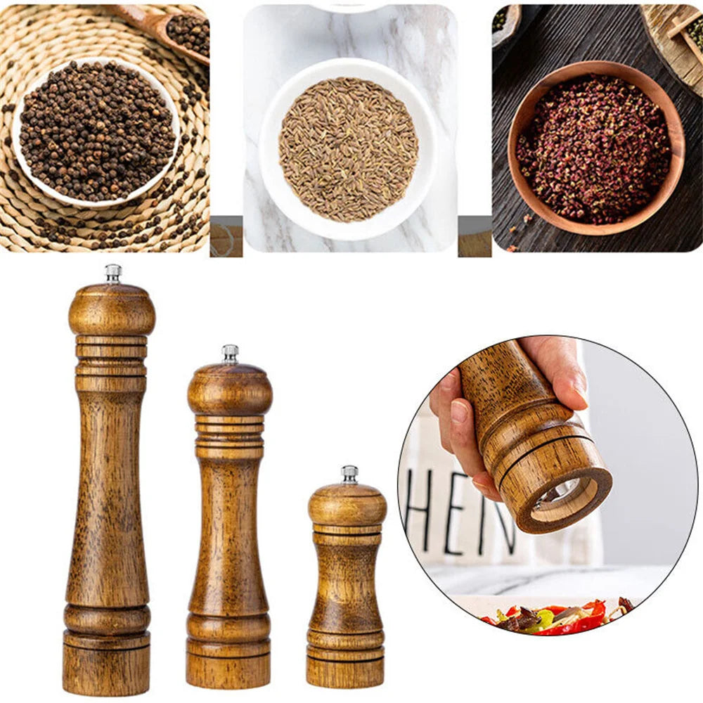 5/8/10inch Wooden Salt Pepper Grinder Mill Shaker Rotor Kitchen Tool Spices Seasoning Gadget Accessory Cooking Essential Items