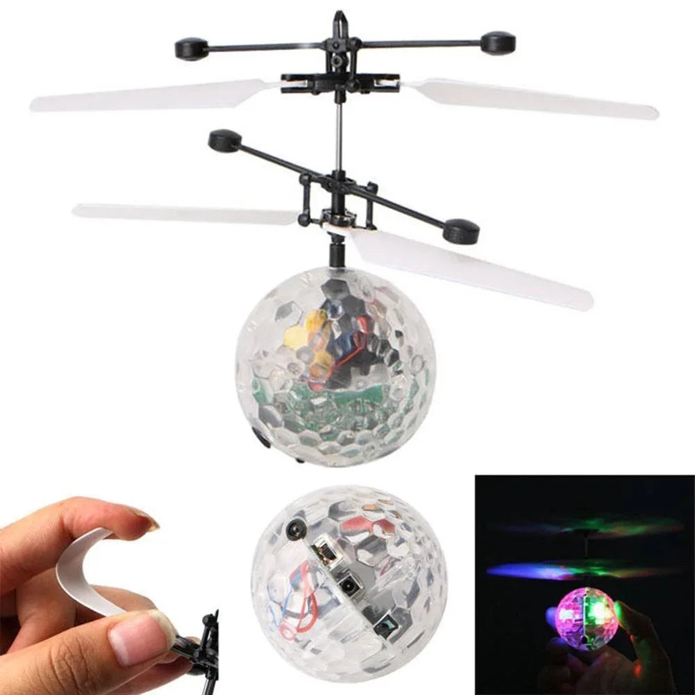 Led Light Suspension Crystal Ball Infrared Induction RC Gesture Control Colorful Glowing Toys Flying Unique Gift for Kids
