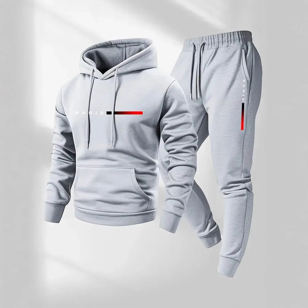 Unisex Paris Letter Print Hoodie And Drawstring Sports Set Casual Fashionable Streetwear for Men And Women Winter Season