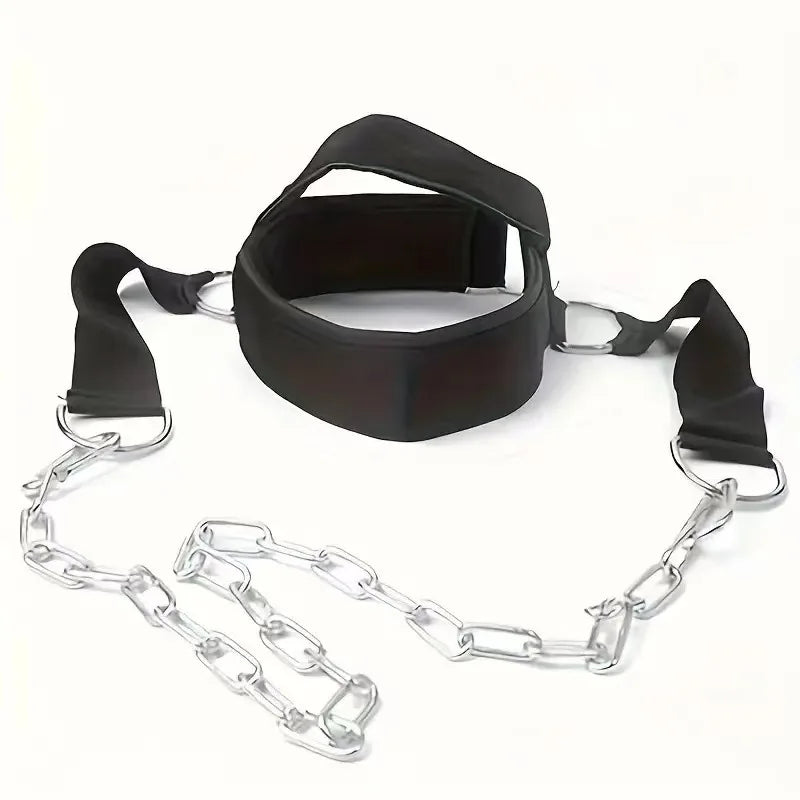 Head Neck Training Harness Adjustable Nylon Strap Weight Bearing Chain Strength Training Gym Fitness Weight Lifting Boxing MMA