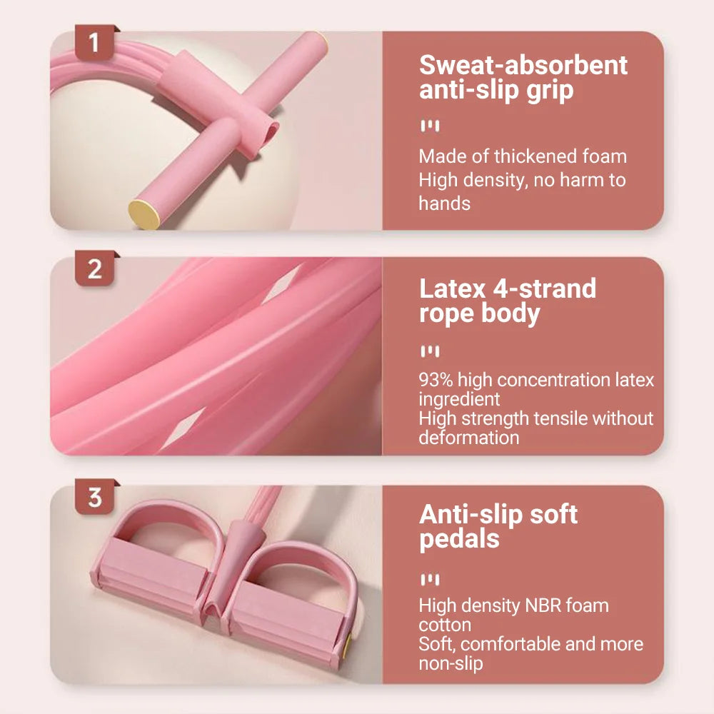 6-Tube Resistance Band Non-Slip Handles Household Fitness Yoga Abdominal Strengthening Sit-Up Assistive Sports Exercises At Gym