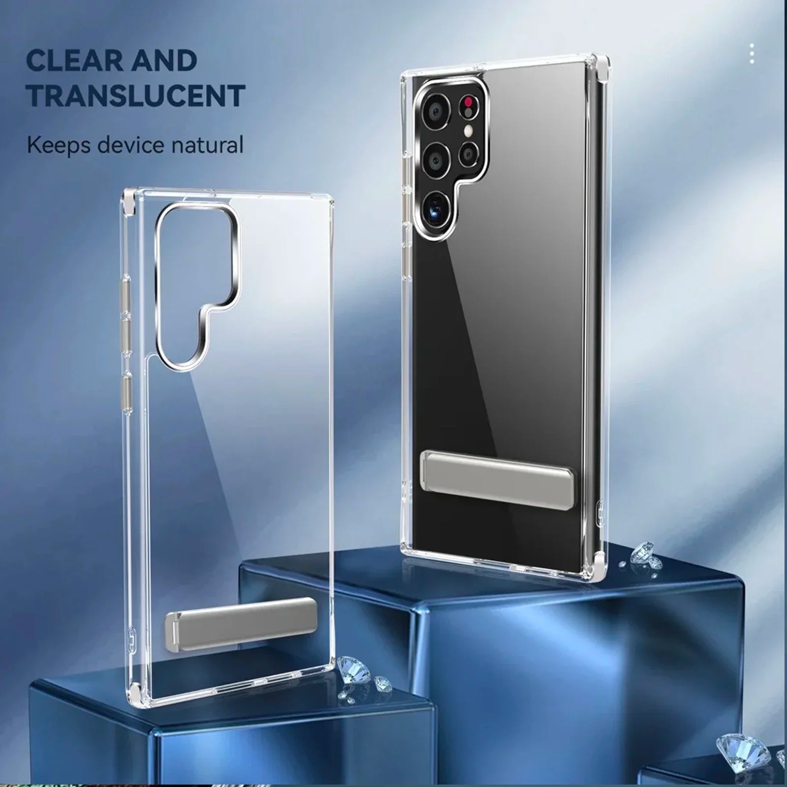UYUXIO Kickstand Clear Mobile Phone Case for Samsung Galaxy S25 Ultra Plus S24 S23 FE S22 Stand Cases Back Cover with Holder