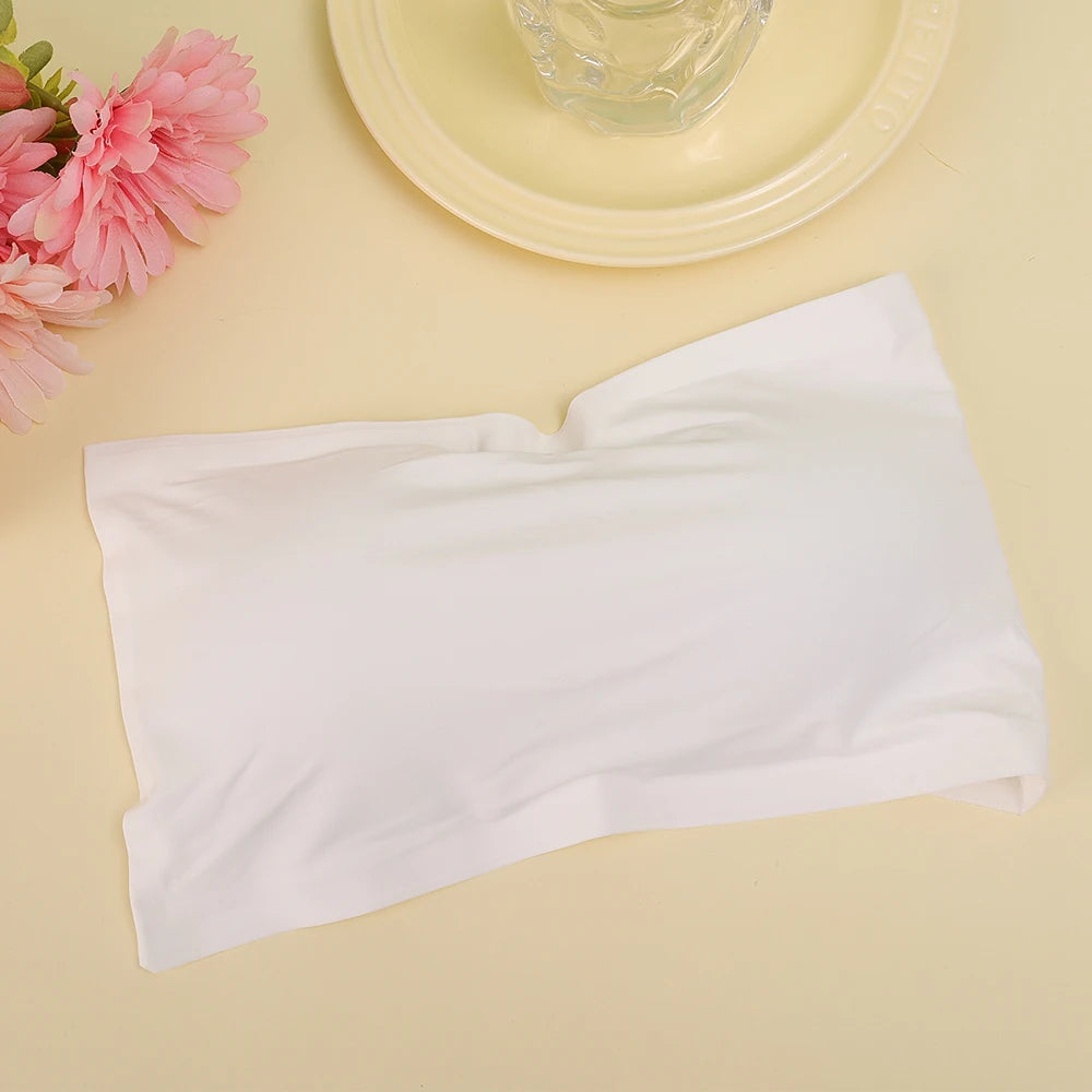 Ice Silk Strapless Bra Girls Seamless Crop Tube Top Bralette for Women Sexy Soft Bras Large Size Bustier Tops Summer Underwear