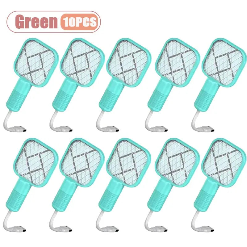 1-10PCS Portable Mosquito Killer Electric Fly Swatter Night Light Function USB Charging Insect Trap for Home Bedroom Patio