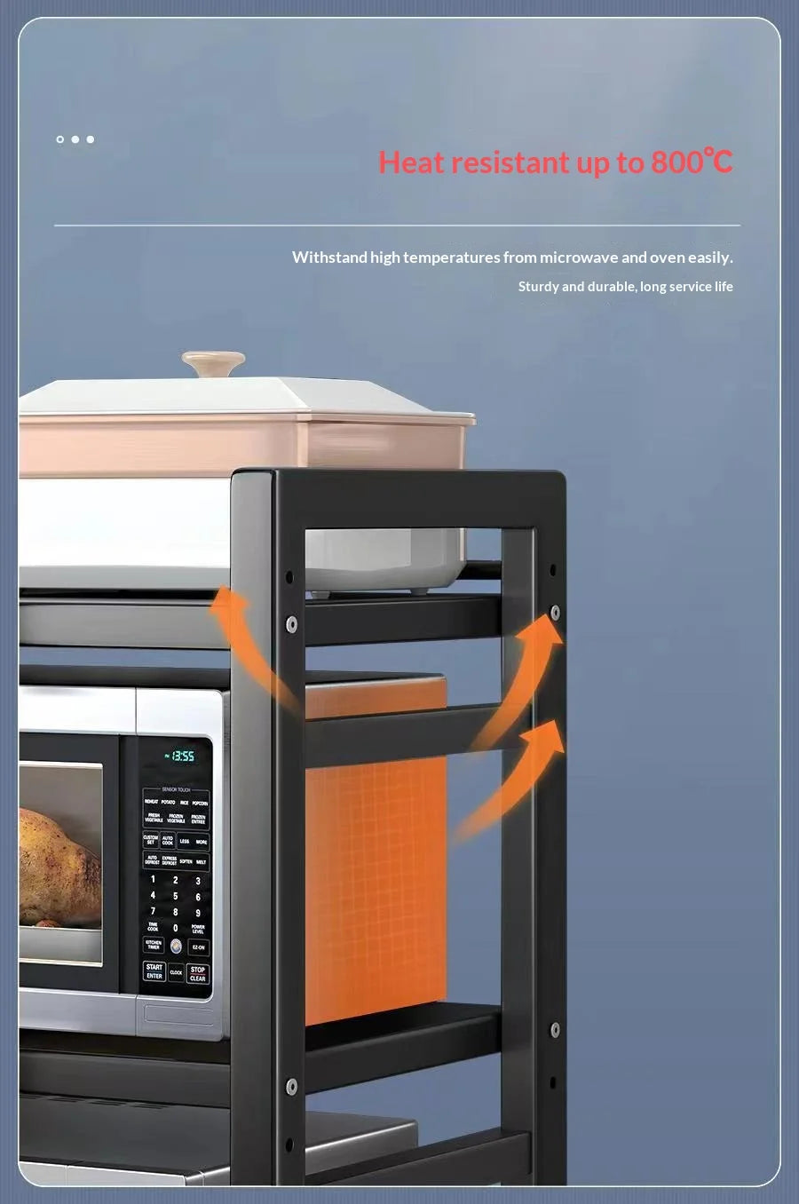 Countertop Kitchen Microwave Storage Rack, Telescopic Desktop Shelf for Rice Cookers and Ovens, A Household Storage Organizer