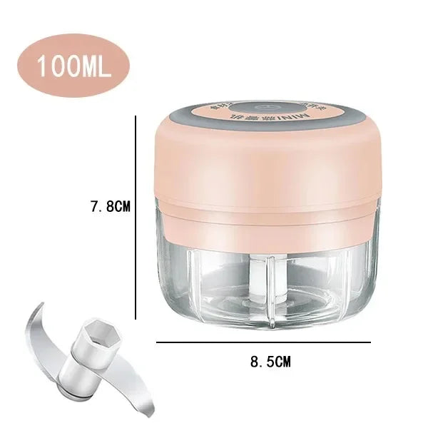 250/100ML Garlic Mincer USB Charging Powerful Mini Electric Garlic Chopper Portable Garlic Crusher Kitchen Food Chopper Unisex