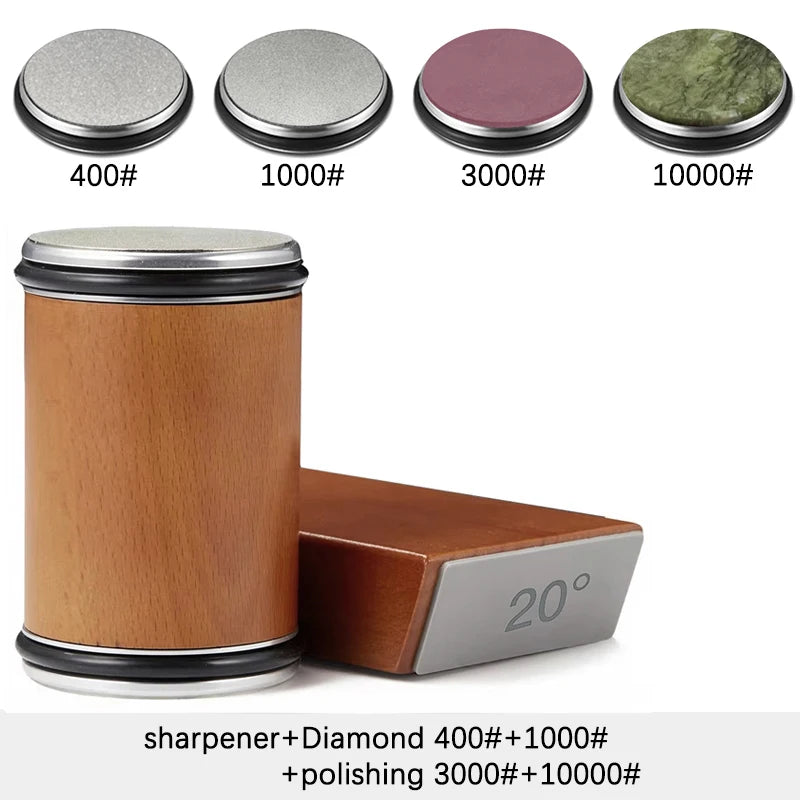 Rolling Knife Sharpener Magnetic Knife Holder Diamond Sharpening Stone Kit with 15 and 20 Degrees Angle Roller Kitchen Accessory