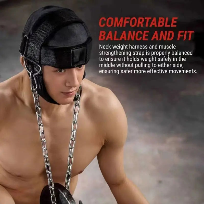 Head Neck Training Harness Adjustable Nylon Strap Weight Bearing Chain Strength Training Gym Fitness Weight Lifting Boxing MMA