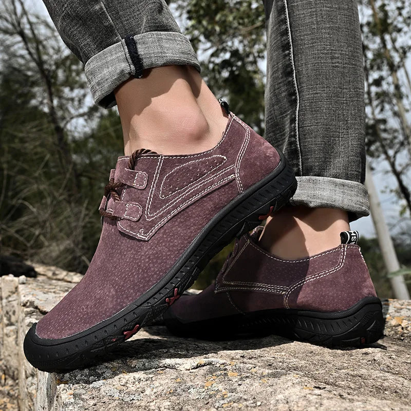 Handmade Leather Casual Men's Shoes New Arrival Design Sneakers Man Breathable Business Footwear Lace-Up Male Walking Shoes