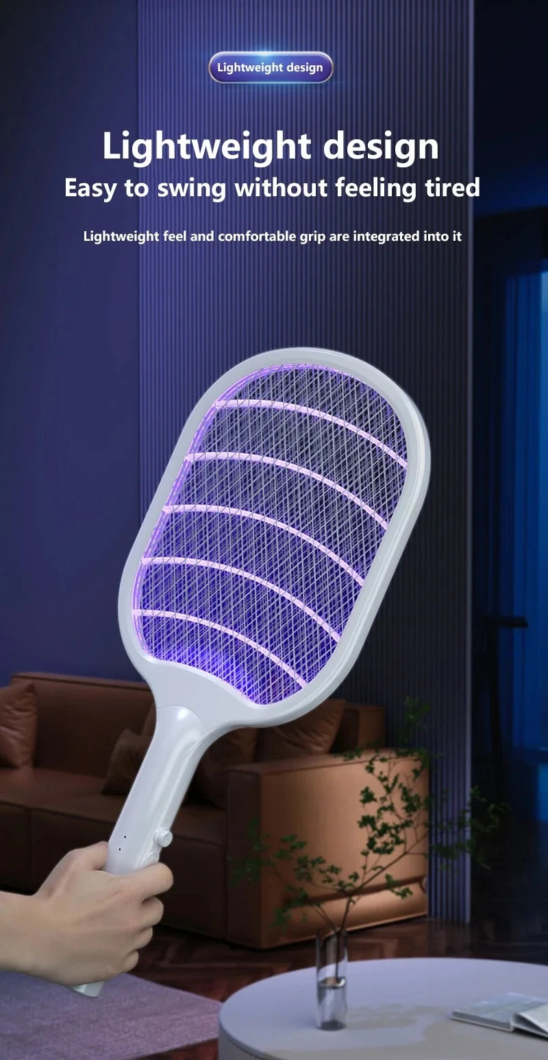 2 In 1 Electric Foldable Mosquito Swatter Killer Lamp Rechargeable Anti Mosquitoes House Lamp Wall-Mounted Fly Bug Trap Home