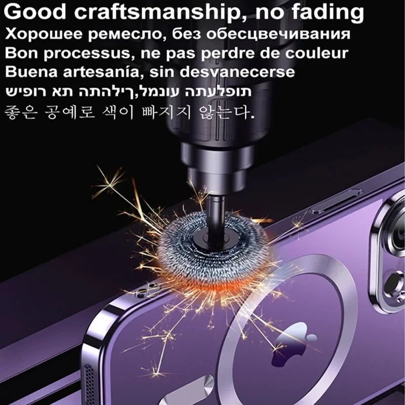 Luxury Plating For Magsafe Magnetic Case For iPhone 17 16 15 14 13 12 11 Pro Max Plus Wireless Charge Cover With Lens Protector